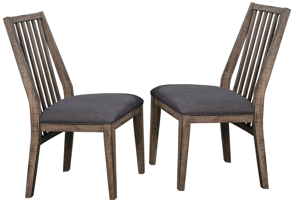Wooden Side Chairs 2 Pieces Set Padded Fabric Covered Seats Natural Weathering Look Dining Room Furniture