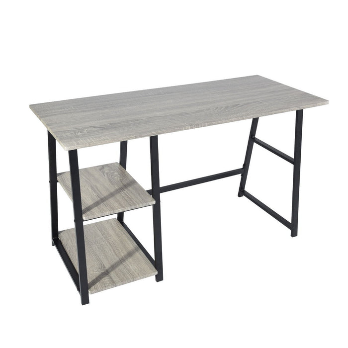 47.4" W X 19.7" D X 28.9" H Wooden Desk With 2 Storage Racks - Grey & Black