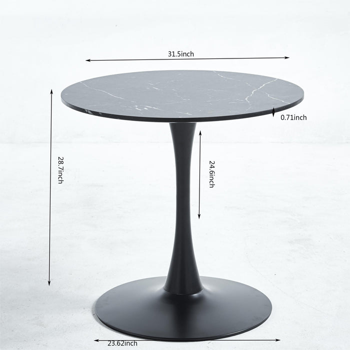Tulip Special Dining Table - Black Marble Color Top, MDF Dining Table, Kitchen Table, Exective Desk