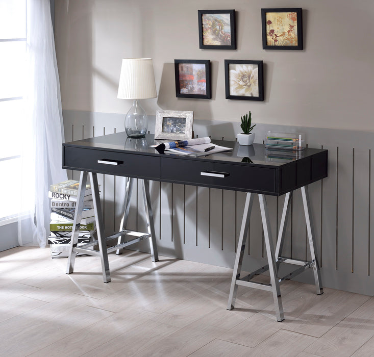 Coleen - Desk - Black High Gloss & Chrome Unique Piece Furniture