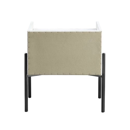 Metis - Nightstand - Vintage White Top Grain Leather Unique Piece Furniture