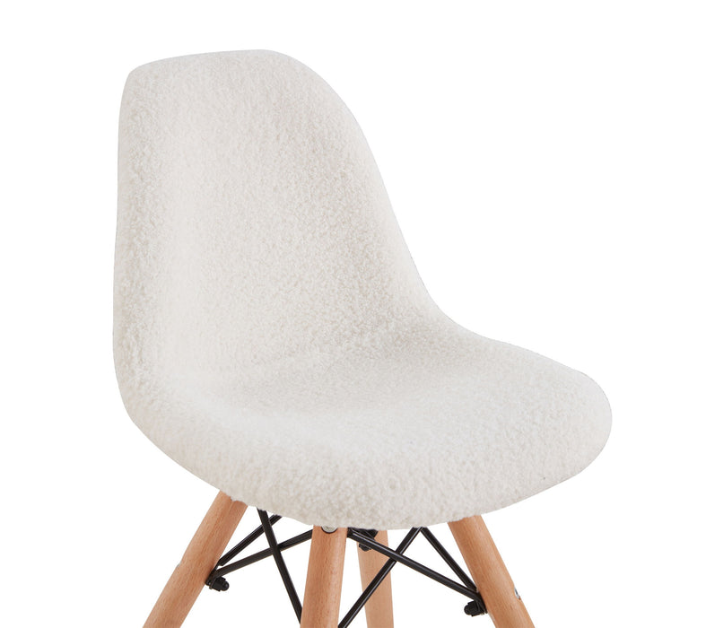 D & N Kids Chair, Teddy Febrics - White, (Set of 2)