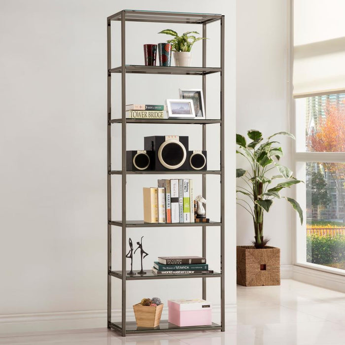 Kate - 6-Shelf Bookcase - Black Nickel Unique Piece Furniture