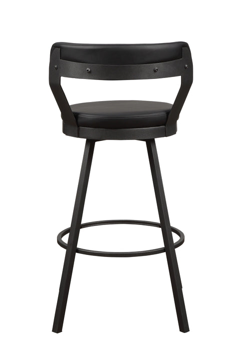 Black Faux Leather Upholstered Metal Base Chairs (Set of 2) 360-Degree Swivel Bar Height Design Pub Chairs Black (Set of 2)