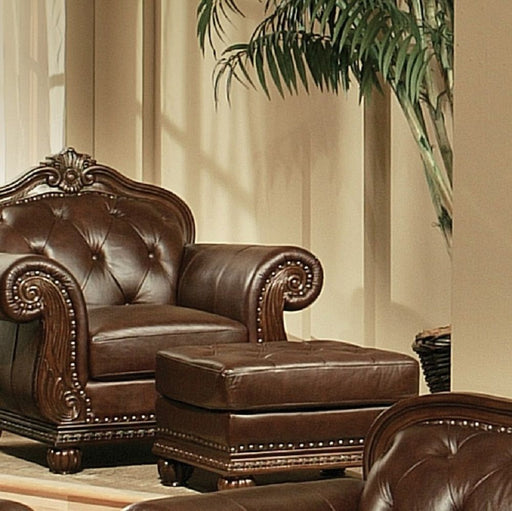 Anondale - Ottoman - Espresso Top Grain Leather Match Unique Piece Furniture