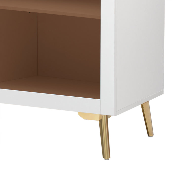 Featured Two-Door Storage Cabinet With Three Drawers And Metal Handles, Suitable For Corridors, Entrances, Living Rooms, And Bedrooms