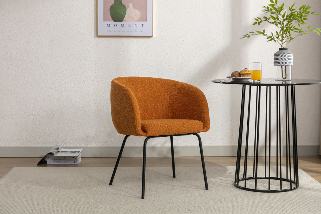 Boucle Fabric Dining Chair With Black Metal Legs - Ginger