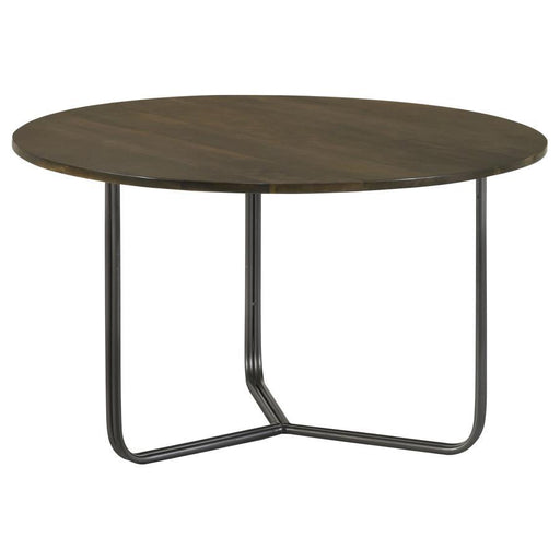 Yaritza - Round Accent Table With Triangle Wire Base - Natural And Gunmetal Unique Piece Furniture