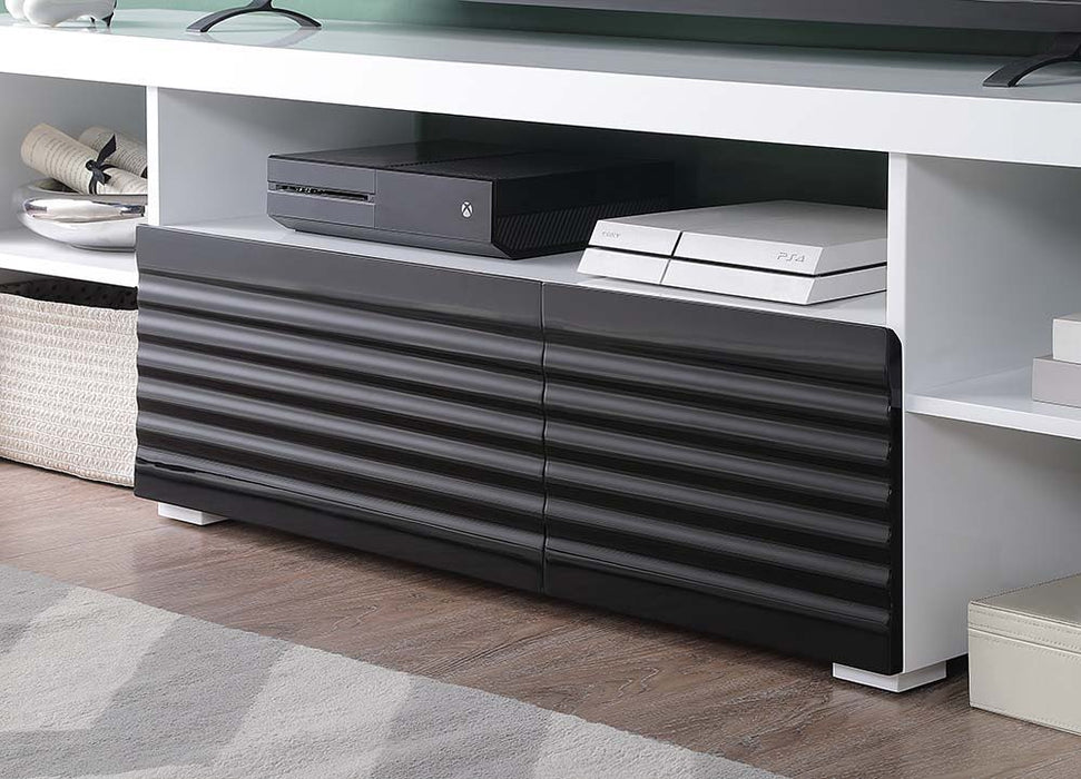 Buck II - TV Stand - White & Black High Gloss Finish Unique Piece Furniture