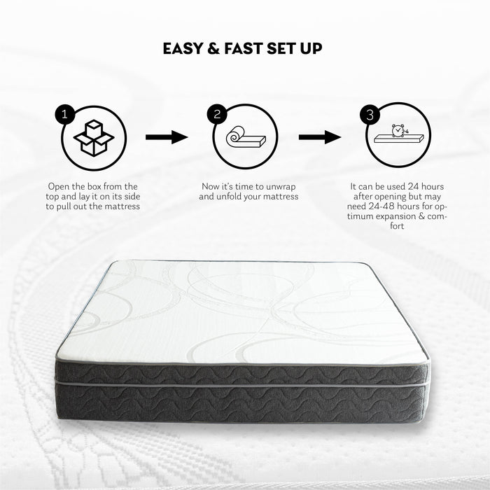 Ego Hybrid 10" Queen Mattress, Cooling Gel Infused Memory Foam And Individual Pocket Spring Mattress, Made In USa, Mattress In A Box, CertiPur - US Certified
