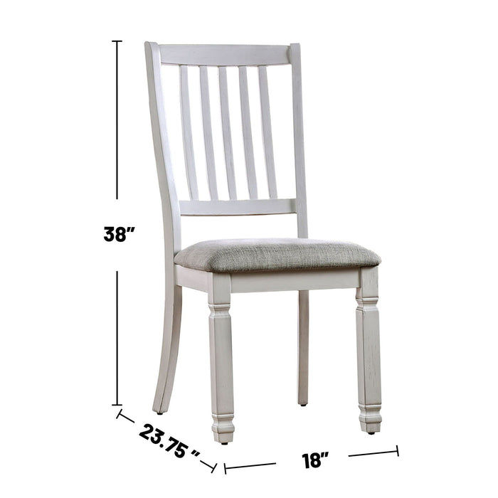 (Set of 2) Padded Fabric Dining Chairs In Antique White And Light Gray