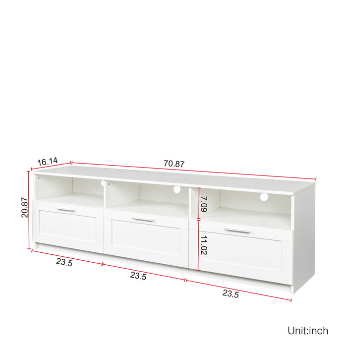 White Modern Minimalist TV Cabinet 80" TV Stand, Open Locker Bedroom