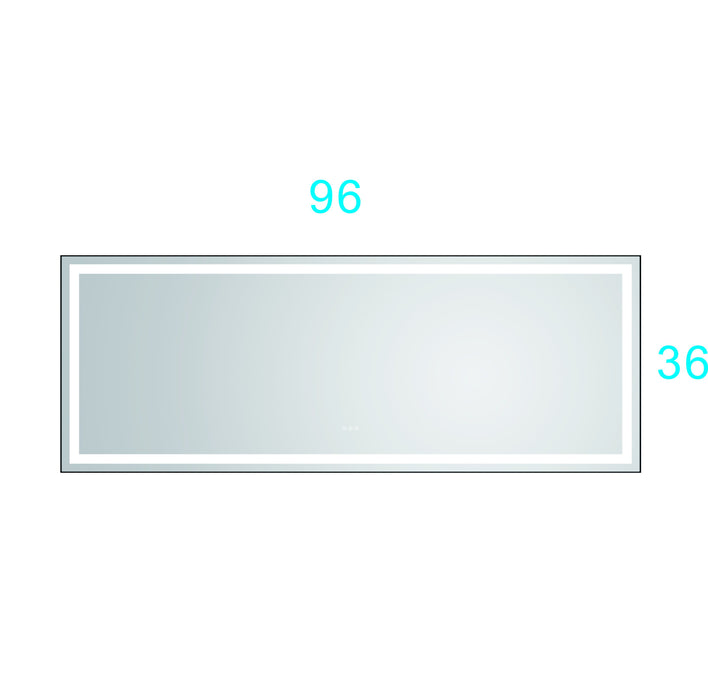 Framed LED Single Bathroom Vanity Mirror In Polished Crystal Bathroom Vanity LED Mirror With 3 Color Lights - Matt Black