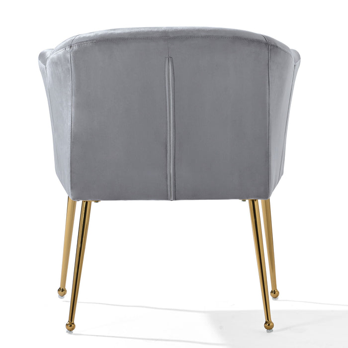 Velvet Accent Chair With Wood Frame, Modern Armchair Club Leisure Chair With Gold Metal Legs, Single Reading Chair For Living Room Bedroom Office Hotel Apartments - Gray