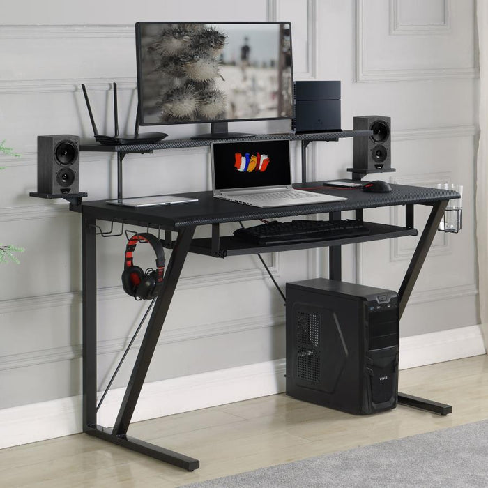 Wedalia - Gaming Desk With Cup Holder - Gunmetal Unique Piece Furniture