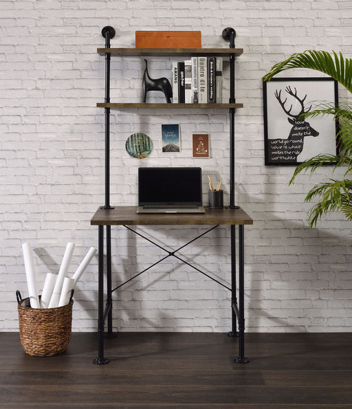 Ensata II - Writing Desk - Rustic Oak & Black Finish Unique Piece Furniture