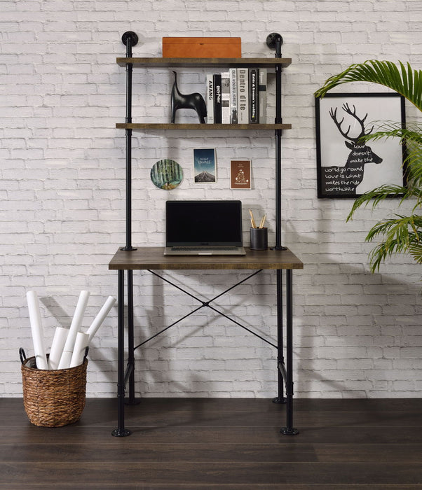 Ensata II - Writing Desk - Rustic Oak & Black Finish Unique Piece Furniture
