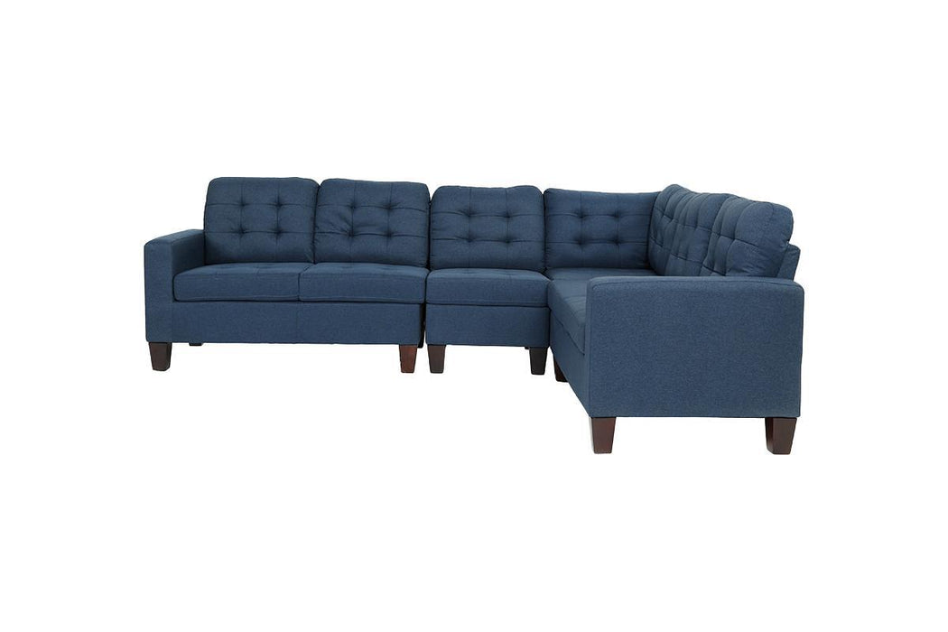 Modular Sectional Navy Polyfiber 4 Pieces Sectional Sofa LAF And RAF Loveseats Corner Wedge Armless Chair Tufted Cushion Couch