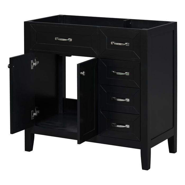 Bathroom Vanity Without Sink, Cabinet Base Only, Bathroom Cabinet With Drawers, Solid Frame And Mdf Board, Black