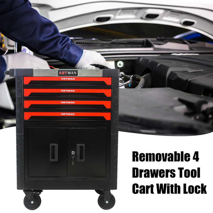 Removable 4 Drawers Tool Cart With Lock