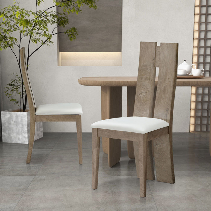 Dining Chair (Set of 2) Mdf, Sponge .Pu Leather Upholstered Cushion Seat Wooden Back Side Chairs Wood Armless Dining Chairs With High Back