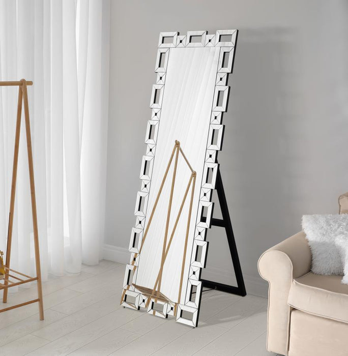 Tavin - Geometric Frame Cheval Mirror Unique Piece Furniture