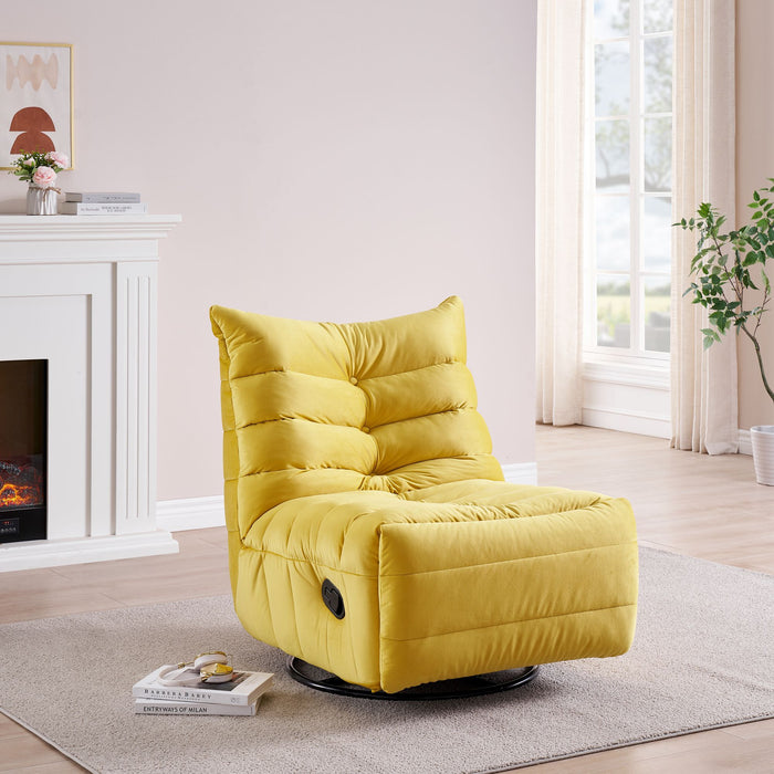 Lazy Chair, Rotatable Modern Lounge With A Side Pocket, Leisure Upholstered Sofa Chair, Reading Chair For Small Space - Yellow