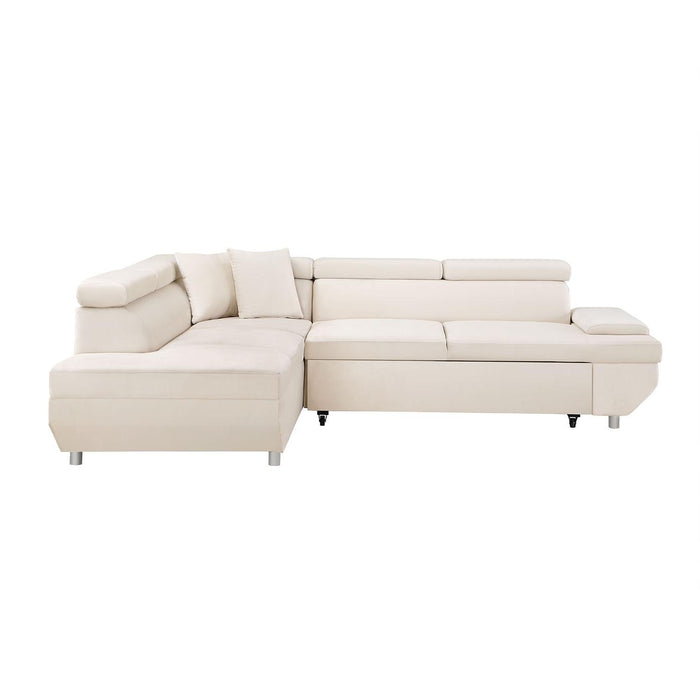 L Shape Sofa, Sleeper Sofa 2 Inch 1 Pull Out Couch Bed, Face Right Pull-Out Bed For Living Room, Metal Legs, Velvet Beige