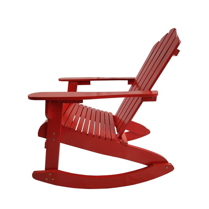 Reclining Wooden Outdoor Rocking Adirondack Chair, Red