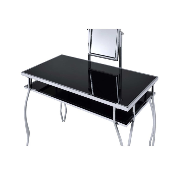 Carene - Vanity Desk - Black PU & Chrome Unique Piece Furniture