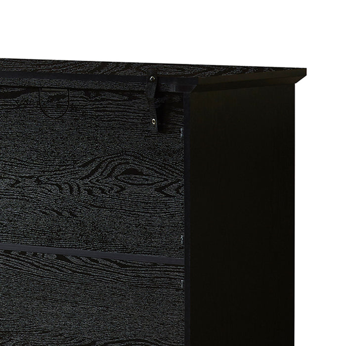53" Tv Console / Storage Buffet Cabinet / Sideboard, Black- Wood Grain Finish