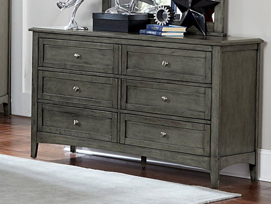 Cool Gray Finish Transitional Style 1 Piece Dresser Of 6 Drawers Birch Veneer Wooden Furniture Stylish Bedroom