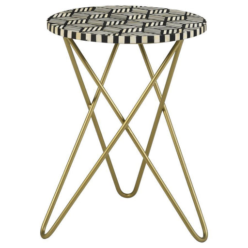 Xenia - Round Accent Table With Hairpin Legs - Black And White Unique Piece Furniture