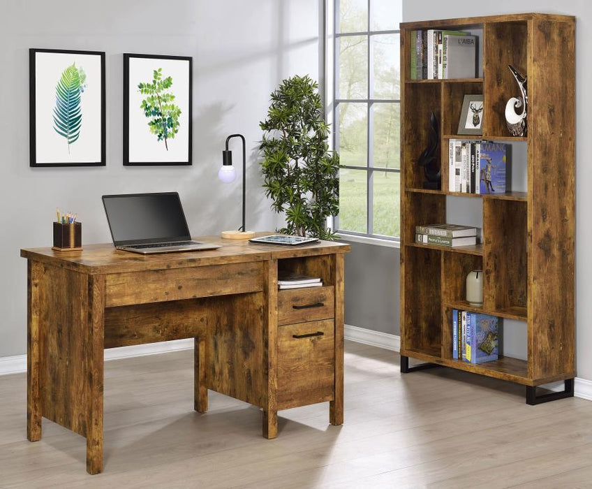 Delwin - Lift Top Office Desk With File Cabinet - Antique Nutmeg Unique Piece Furniture