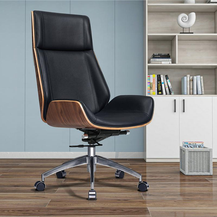 Office Chair Genuine Leather - Black
