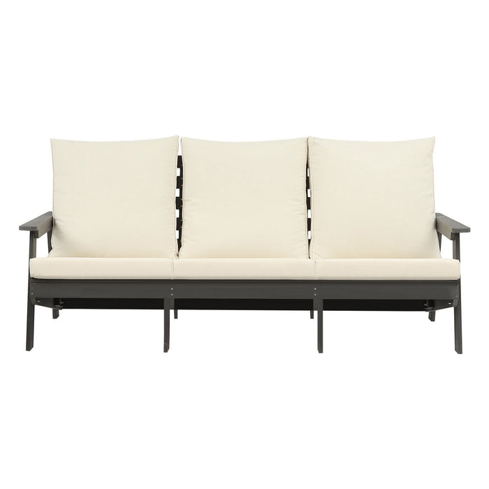 Hips 3 Seater Sofa With Cushion, Outdoor Garden Sofa, Grey / Beige