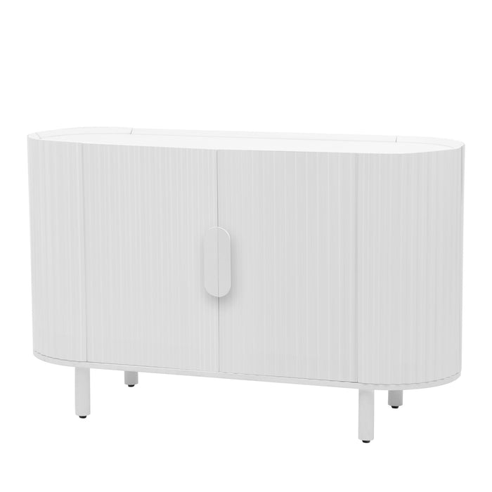 U-Style Curved Design Light Luxury Sideboard With Adjustable Shelves, Suitable For Living Room - White