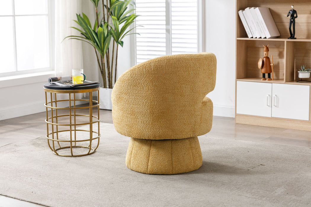 360 Degree Swivel Cuddle Barrel Accent Chairs, Round Armchairs With Wide Upholstered, Fluffy Fabric Chair For Living Room, Bedroom, Office, Waiting Rooms - Yellow