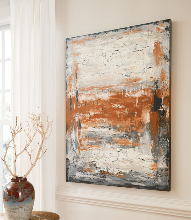Carmely - Gray / White/orange - Wall Art Unique Piece Furniture