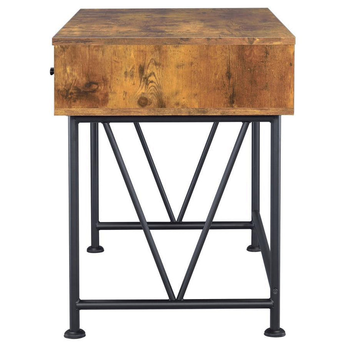 Analiese - 2 Piece 3-Drawer Writing Desk Set - Antique Nutmeg And Black Unique Piece Furniture