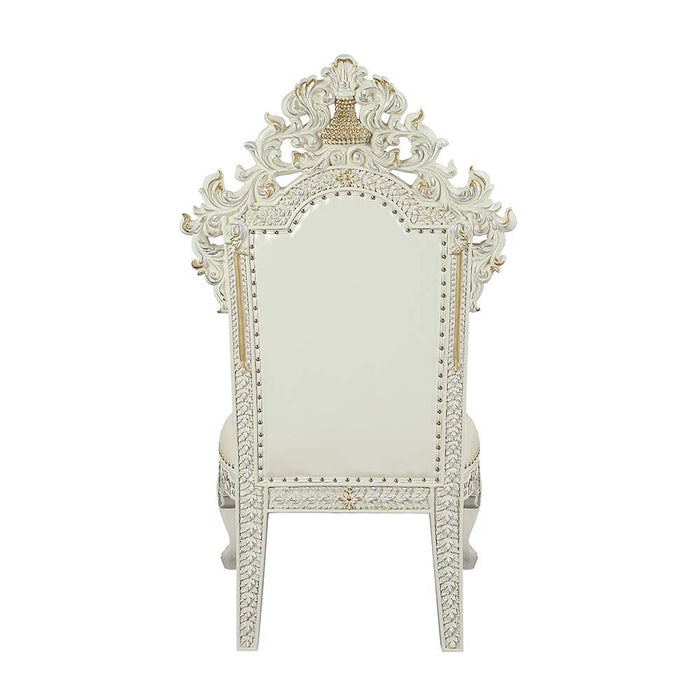Adara - Side Chair (Set of 2) - White PU & Antique White Finish Unique Piece Furniture