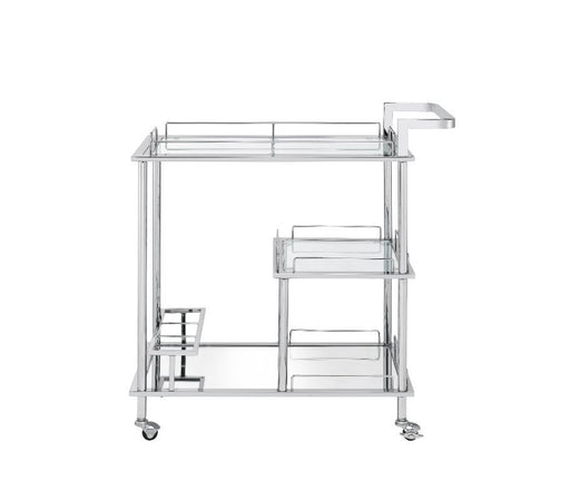 Splinter - Serving Cart - Clear Glass & Chrome Finish Unique Piece Furniture
