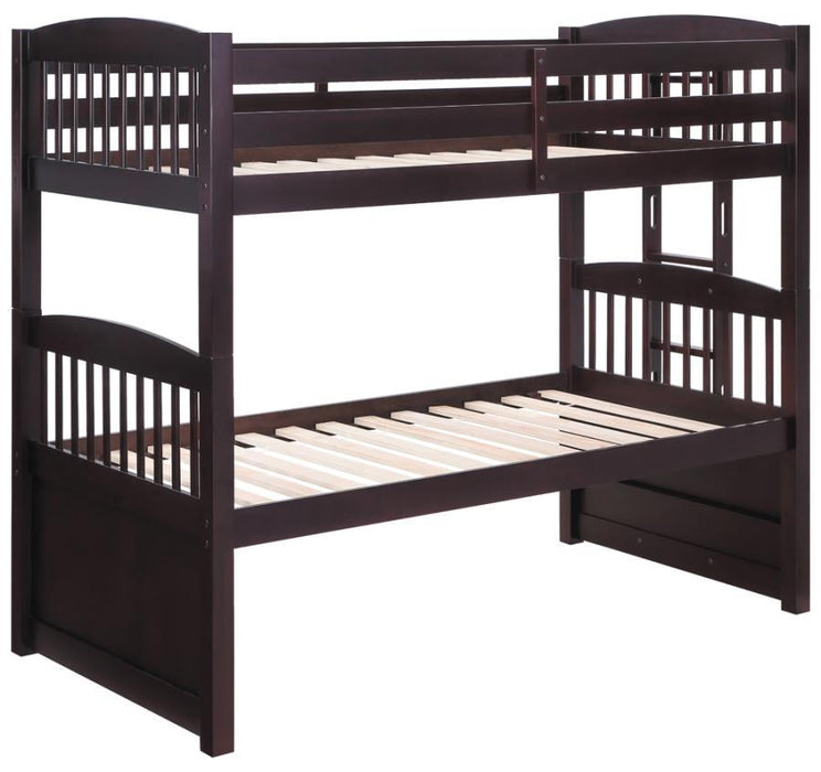 Kensington - Twin Over Twin Bunk Bed With Trundle - Cappuccino Unique Piece Furniture