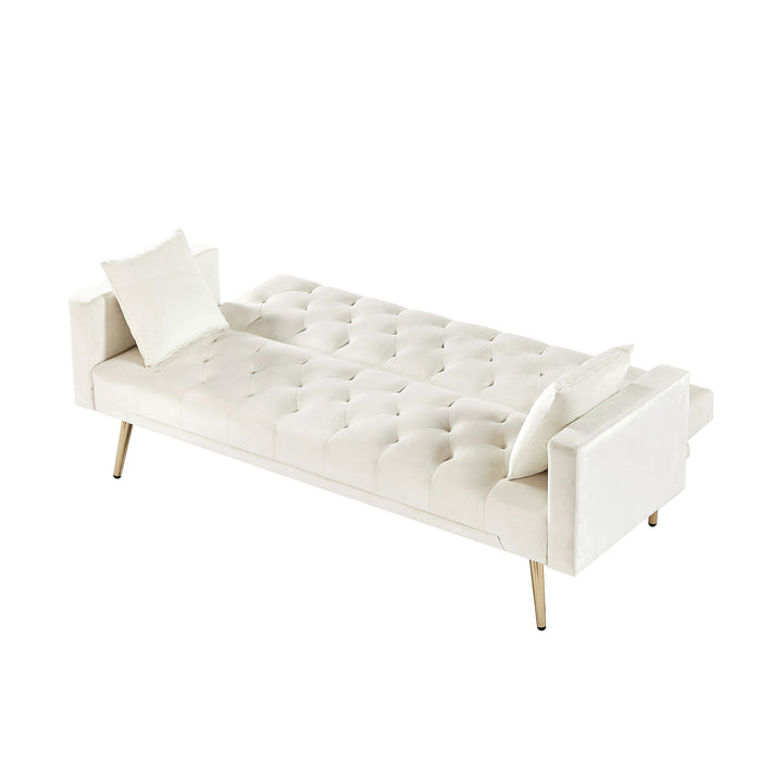 Convertible Folding Futon Sofa Bed, Sleeper Sofa Couch For Compact Living Space - Cream