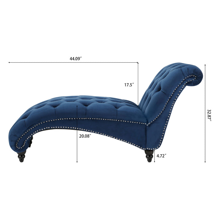 Tufted Armless Chaise Lounge - Blue