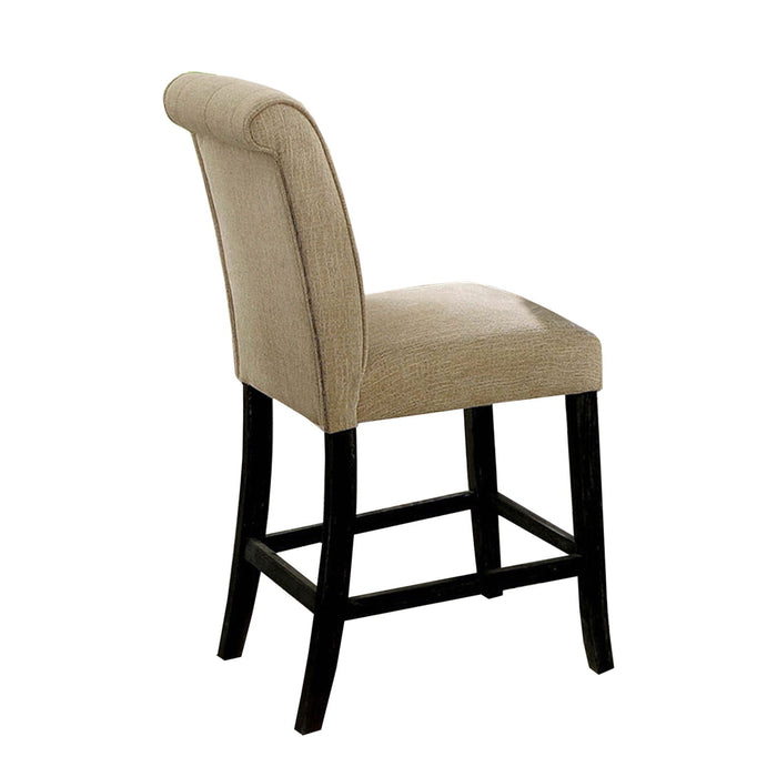 (Set of 2) Padded Chenille Dining Chairs In Beige And Antique Black
