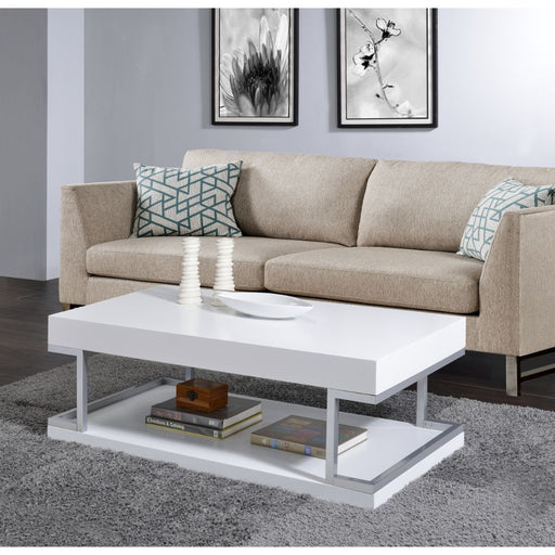 Aspers Coffee Table - White High Gloss & Chrome Unique Piece Furniture