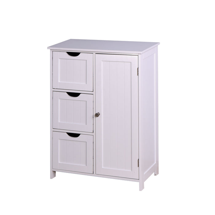 Bathroom Storage Cabinet - Floor Cabinet With 3 Large Drawers And 1 Adjustable Shelf - White