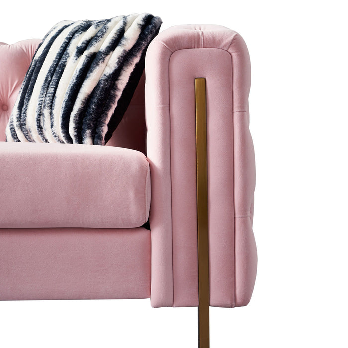 Modern Velvet Sofa Pink Color
