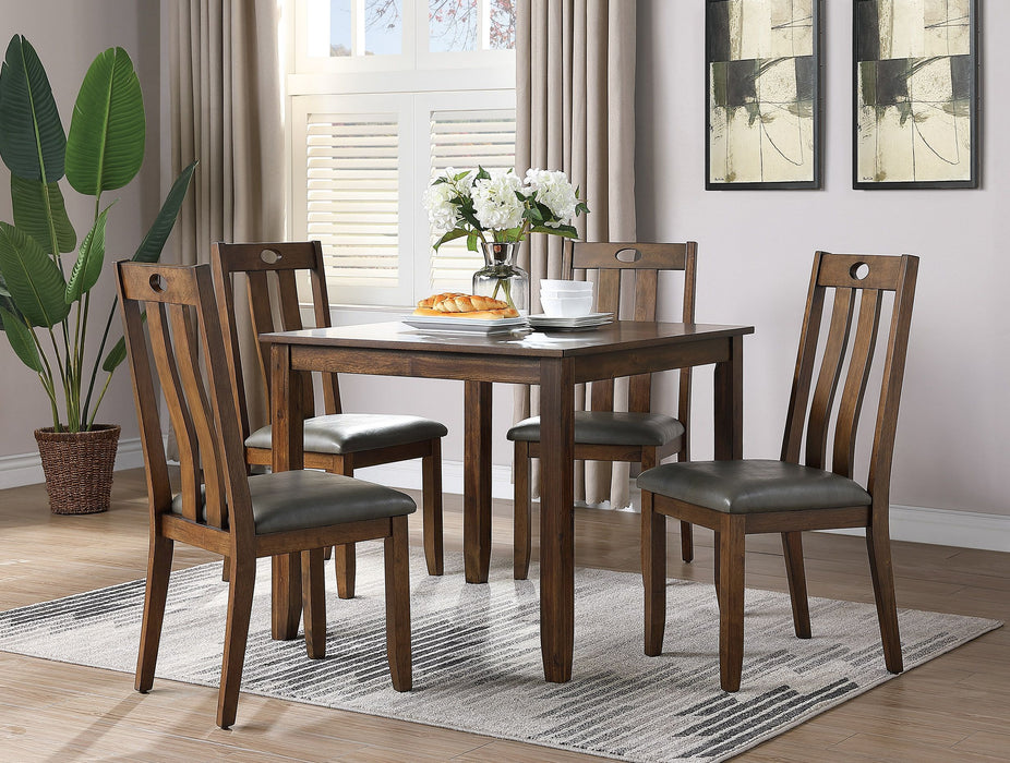 Natural Brown Finish Dinette 5 Pieces Set Kitchen Breakfast Dining Table Wooden Top Cushion Seats Chairs Dining Room Furniture